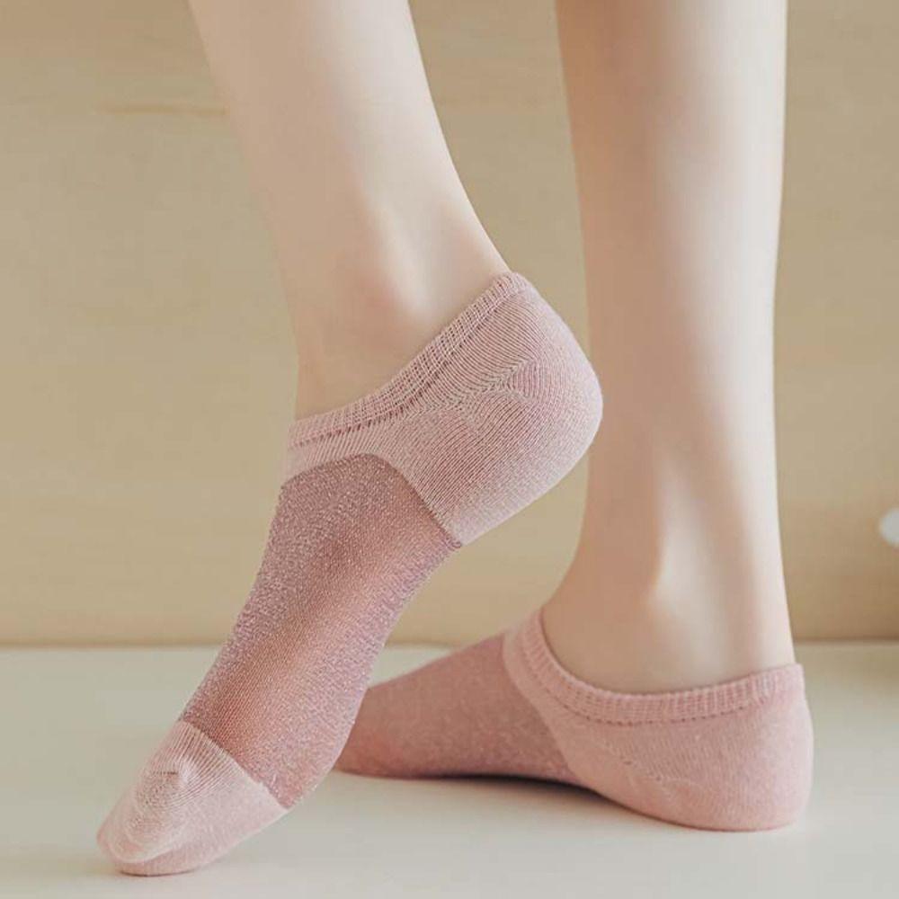 

5Pairs Non-Slip Ice Silk Boat Socks Invisible Women Short Tube Sock Summer Ankle Socks Girl 5Pairs