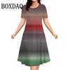 2026 Neue Damenkleider Sommer Mode Gestreift Gradient 3D Druckkleid Lässig Rundhals Kurzarm Locker Übergröße Kleid