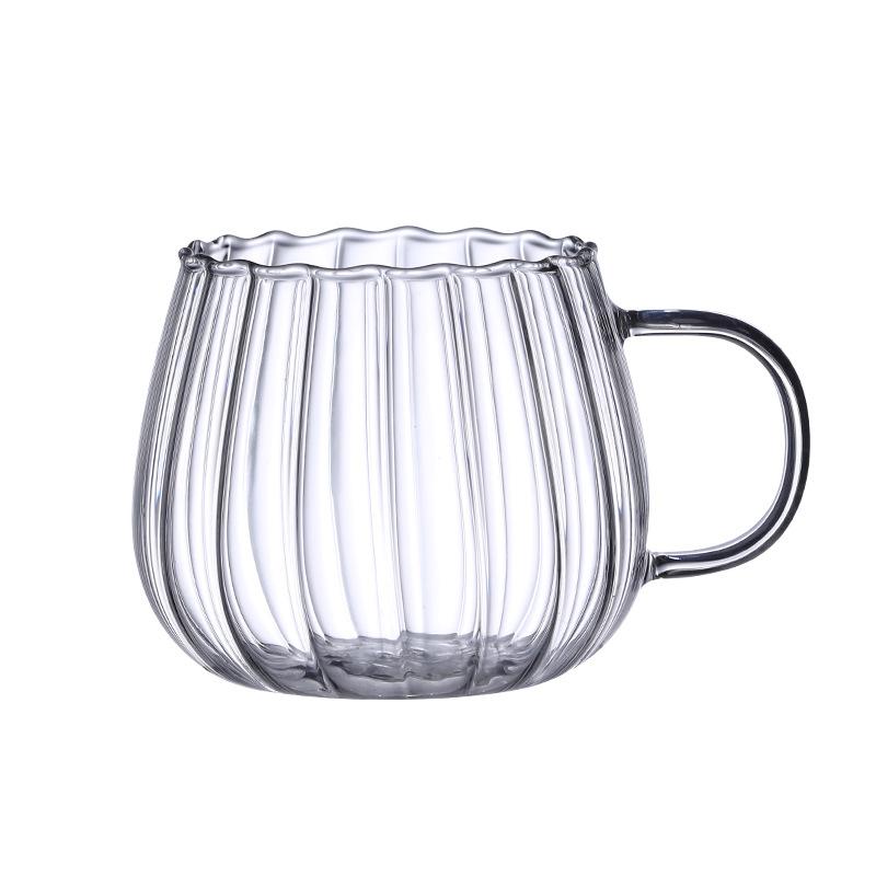 400ml Pumpkin Shaped Glass Cups High Borosilicate Glass Coffee Tea Drinks Dessert Breakfast Glasses For Juice Milk Tea Drinkware