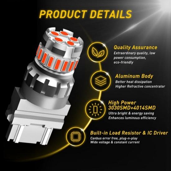 AUXITO LED Turn Signal Red Light Bulb Hyper Flash 3157,3156,3056,3456,4156,3057