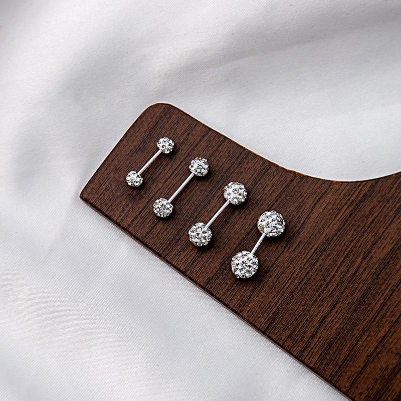 Silver Needle Spiral Cartilage Stud with Diamond for Women