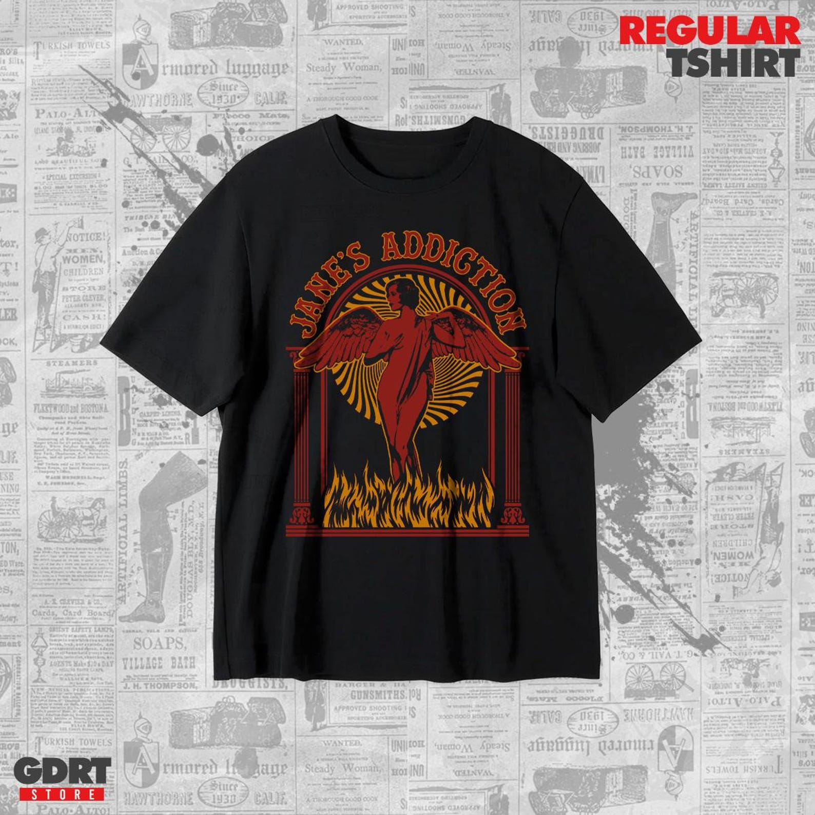 Jane s Addiction T shirt - Angel in Hell - Unisex Heavy Shirt S