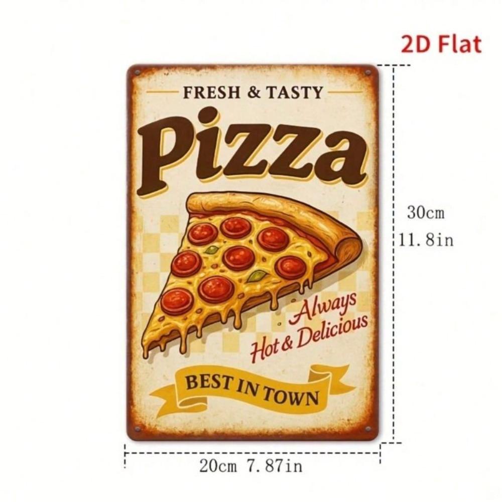 Metallposter Wandkunst Vintage Pizza Retro Dekor Küche