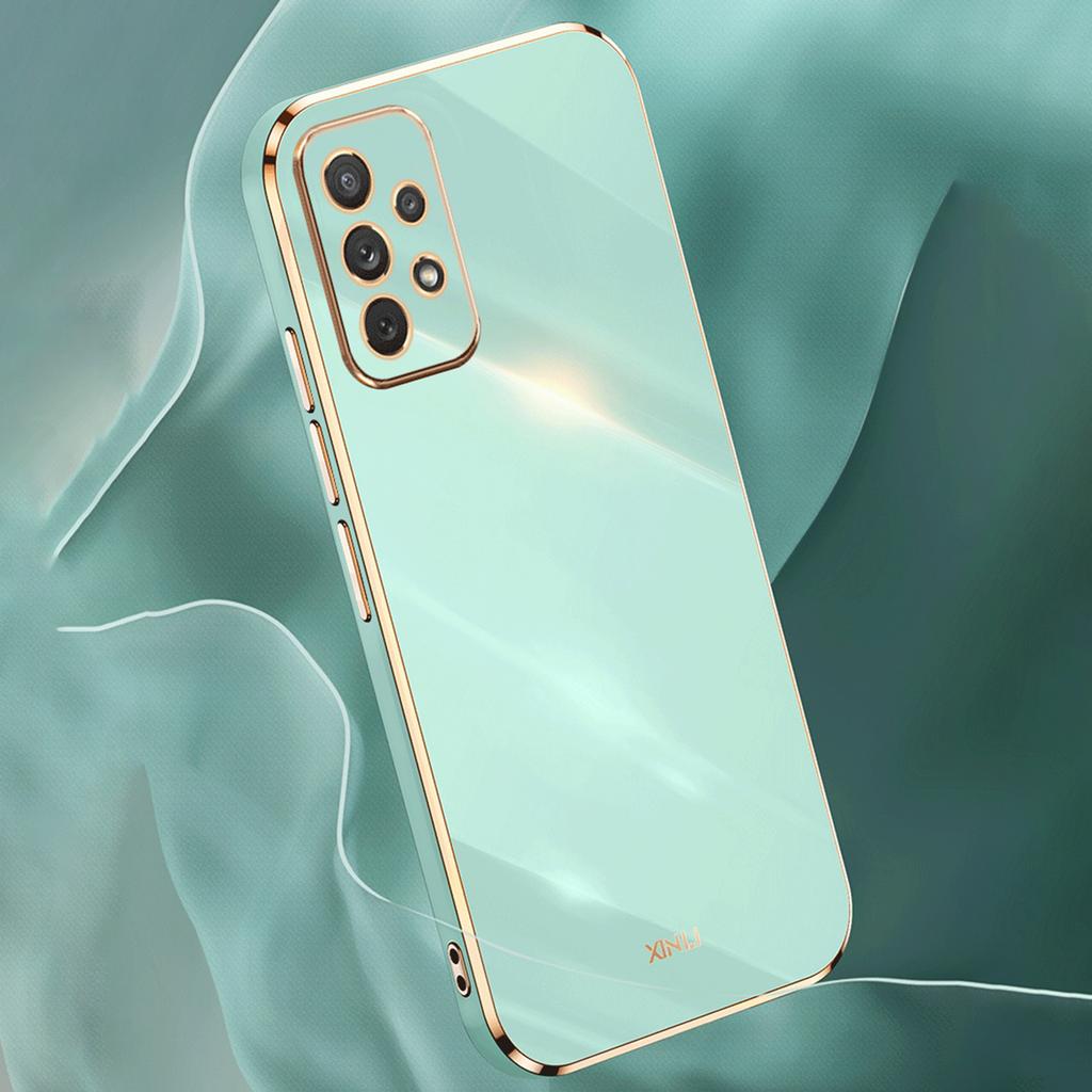 XINLI Cell Phone Cover For Samsung Galaxy A53 5G,Electroplating Golden Edge Scratch-resistant Anti-drop TPU Phone Case