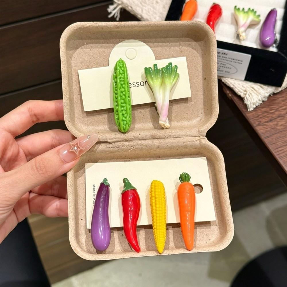 6Pcs/Set Realistic Vegetable Shape Food-Shaped Hairpin Novelty Side Hair Clips Bangs Flyaway Hair