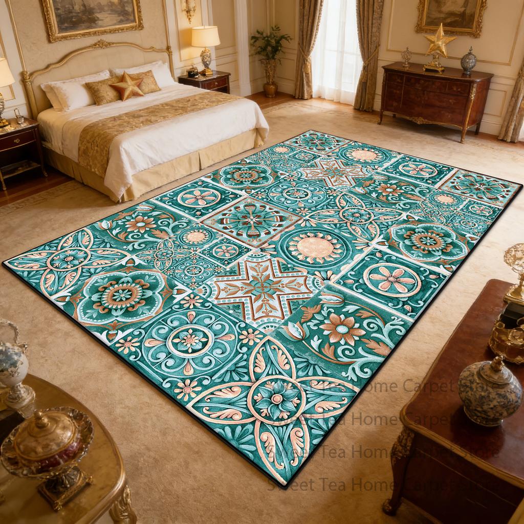 Bohemian Ethnic Patchwork Bedroom Carpet Decoration Home Washable Non-slip Dining Room Mandala Rug Large Area Softy Parlor Mat