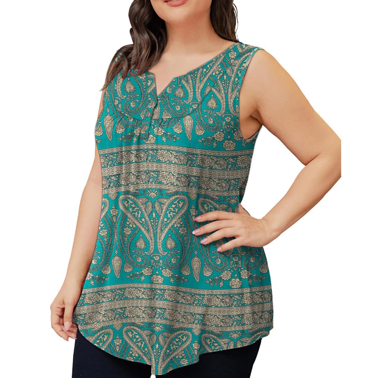 

Women s Sleeveless Shirts Ruffle Tops Loose Tops Casual Oversized Tops Pleated Tops Button Down Casual Summer Floral Tops XXXXL небо синє кольору