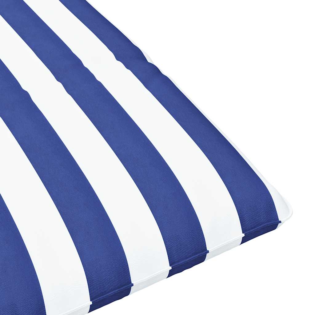 Folding Sun Lounger Blue and White 175 X 54 X 8.5 Cm Oxford Fabric