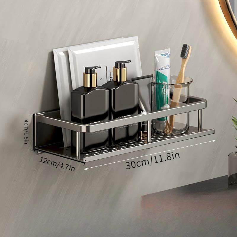 

Полка для ванной комнаты, органайзер для хранения косметики, полка для шампуня из алюминиевого сплава, полка для душа, аксессуары для ванной комнаты, настенная полка без дрели
