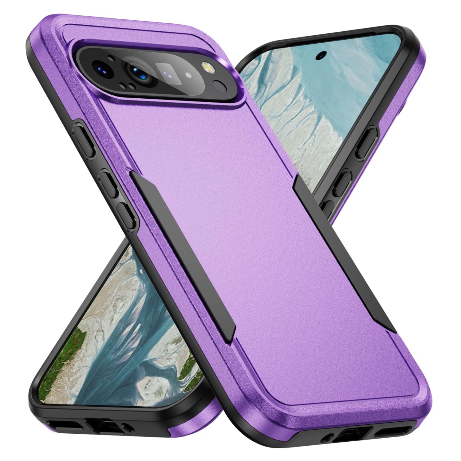 

For Google Pixel 9 Pro XL Case PC+TPU Military Grade Drop Protective Phone Cover Purple+Black