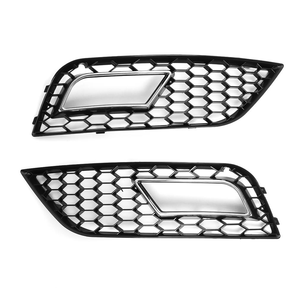 Parrilla de luz antiniebla del parachoques delantero 2 piezas para RS4 Estilo Negro brillante Parrilla de luz antiniebla del parachoques delantero negro estilo para A4 B8.5 2013-2016