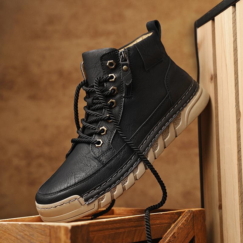 Autumn and Winter New Outdoor Leisure Men's Large Size Martin Boots Fashion Trend Versatile Thick-soled Zhongbang Men's Boots