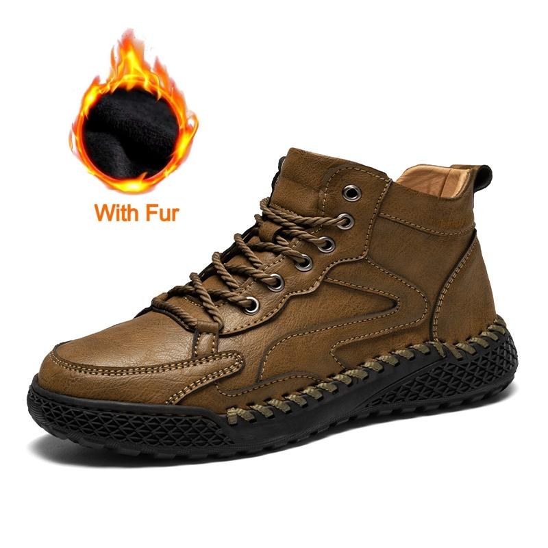 Fashion High Quality Men Fashion Casual Leather Round Toe Ankle Boots British Style Winter Outdoor Short Boots Large Size Oxfords Shoes