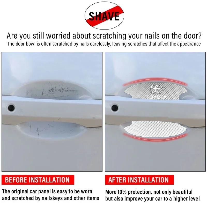 4 stk/sett Bil Dørhåndtak Anti-ripe Klistremerke Karbonfiber For Toyota TRD RAV4 Avensis Yaris Levin Reiz Crown Vios Tilbehør