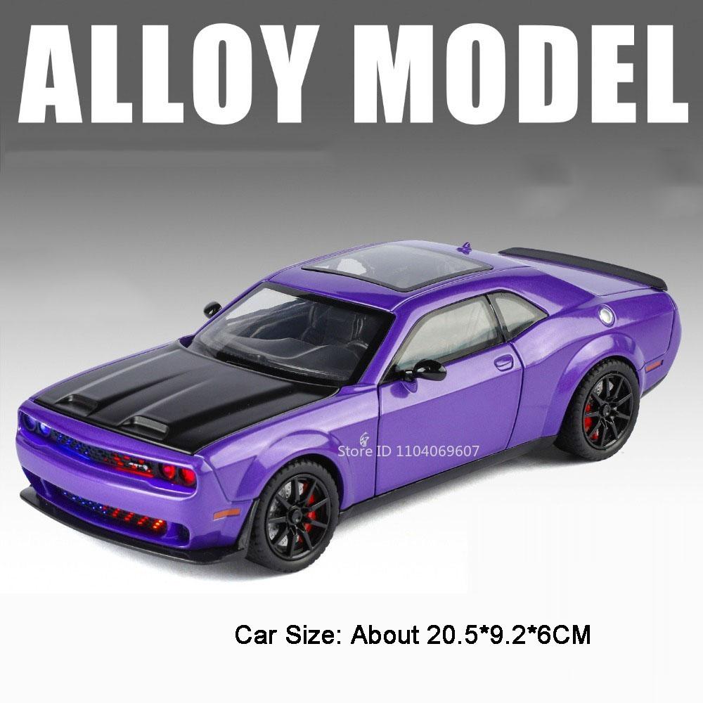 1:24 Charger SRT Hellcat Toy Car Model Wheel Steering Shock Absorption Sports Cars Models Toys Collectible Item for Kids