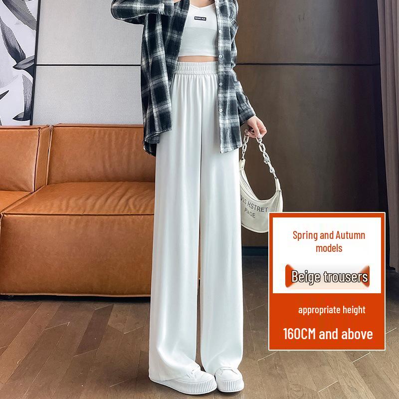 Women's Summer High-Waisted Black Wide-Leg Floor-Length Pants