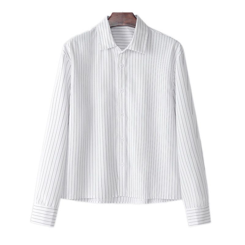 Cross-Border Amazon 2025 Autumn New European and American Men's Long-Sleeved Striped Shirt Casual Versatile Base Shirt