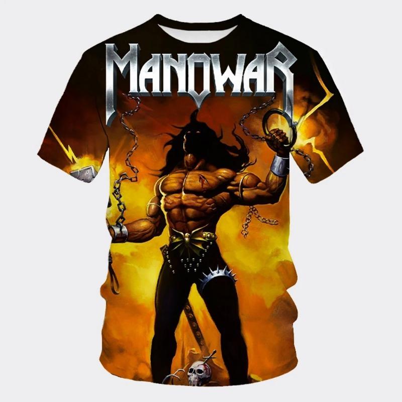 MANOWAR Rock Hip-hop Band 3D Print Sports Quick-dry Breathable Men T-shirt Street Casual Fashion Short-sleeve Clothing Summer
