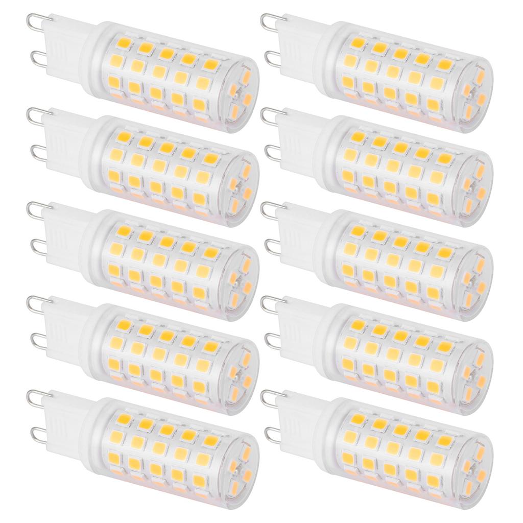 10 stk G9 Sokkel LED Lyspære 4W 54LED BiPin Pære for Lysekrone Vegglampe AC100265V Varmhvit