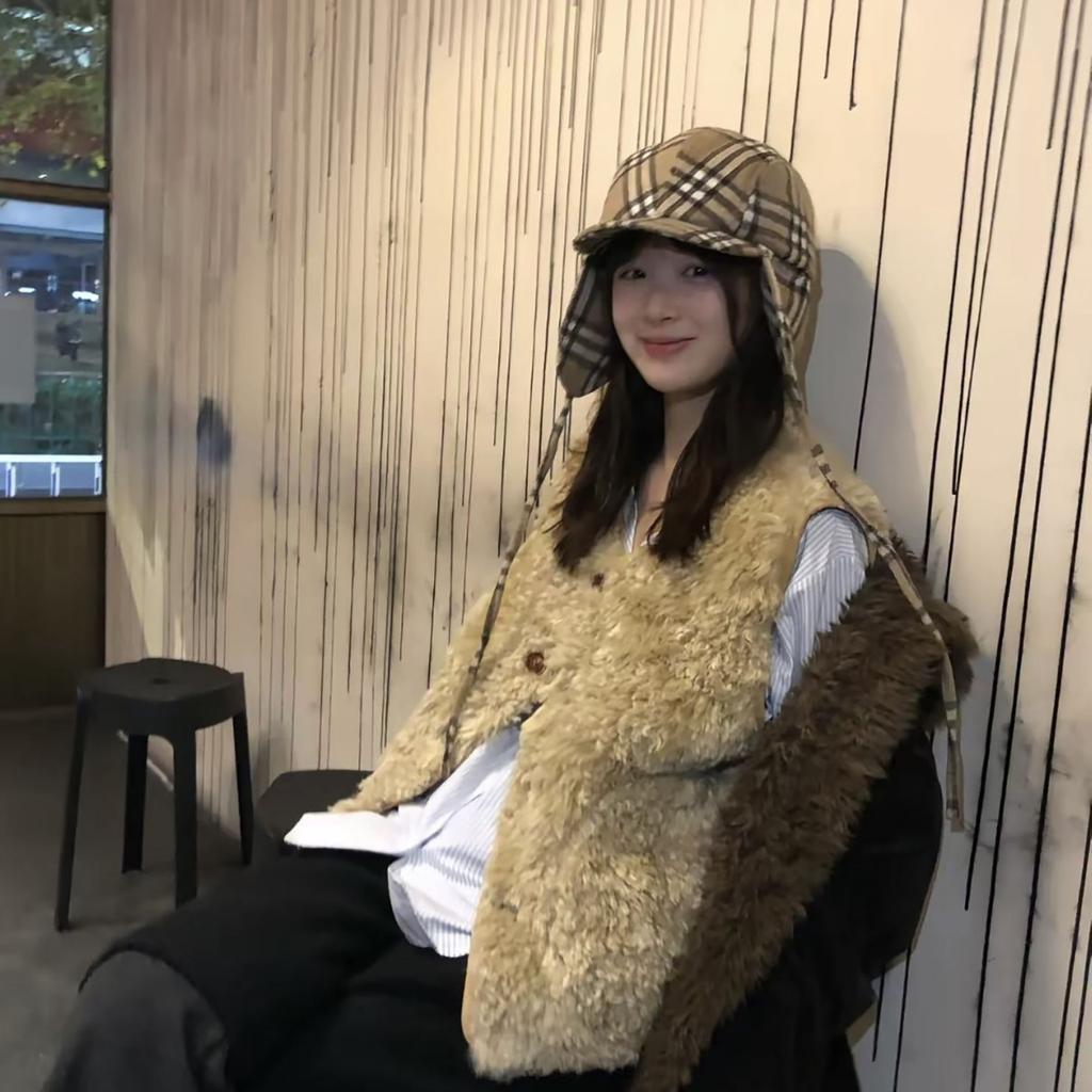 Women's New Winter Trapper Hat - Fashion Casual Plaid Earflap Cap Wide Brim Coldproof Outdoor Stylish Aviator Hat