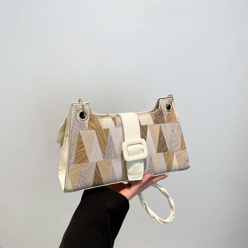 2025 New Popular Contrasting Color Small Bag Women's Autumn Casual Texture Messenger Bag Foreign Style Design Shoulder Small Square Bag