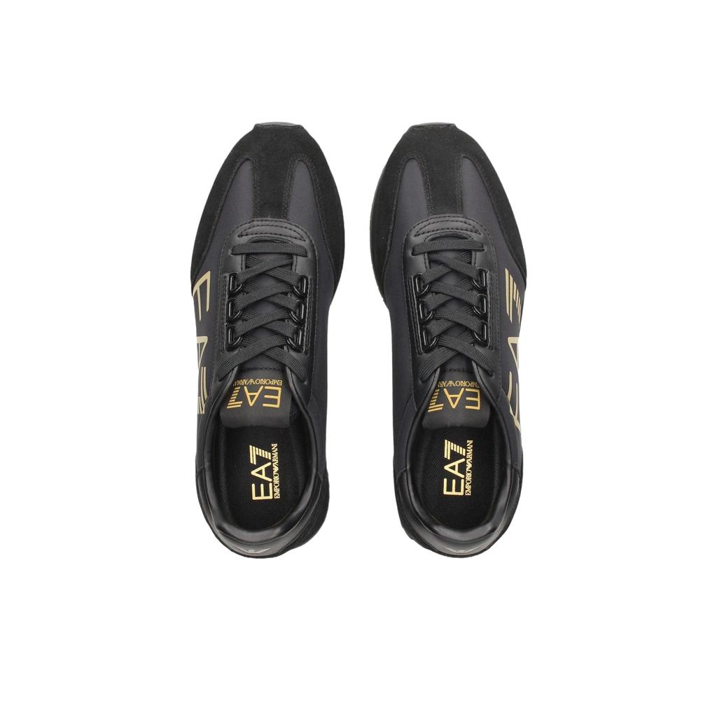 Emporio Armani EA7 Leather Logo Detail Round Toe Lace-Up Low-Top Casual Shoes Unisex casual shoes Black 7X000541AF18609MZ177