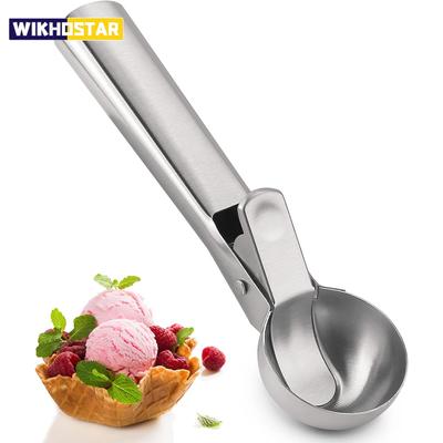 Cucchiaio per gelato in acciaio inossidabile con grilletto Cucchiaio per frutta Cucchiaio per gelato Yogurt gelato Cucchiaio per palline di gelato Stacks