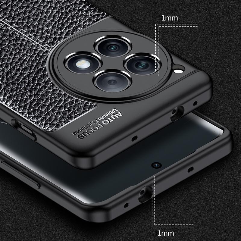 For OnePlus Ace 3 5G/12R 5G Case Litchi Texture Anti-fingerprint TPU Phone Protective Cover