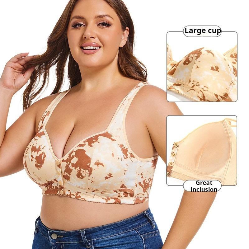 Oversized Bra European and American No Underwire Vest Style Creative Printed Front Clasp Underwear