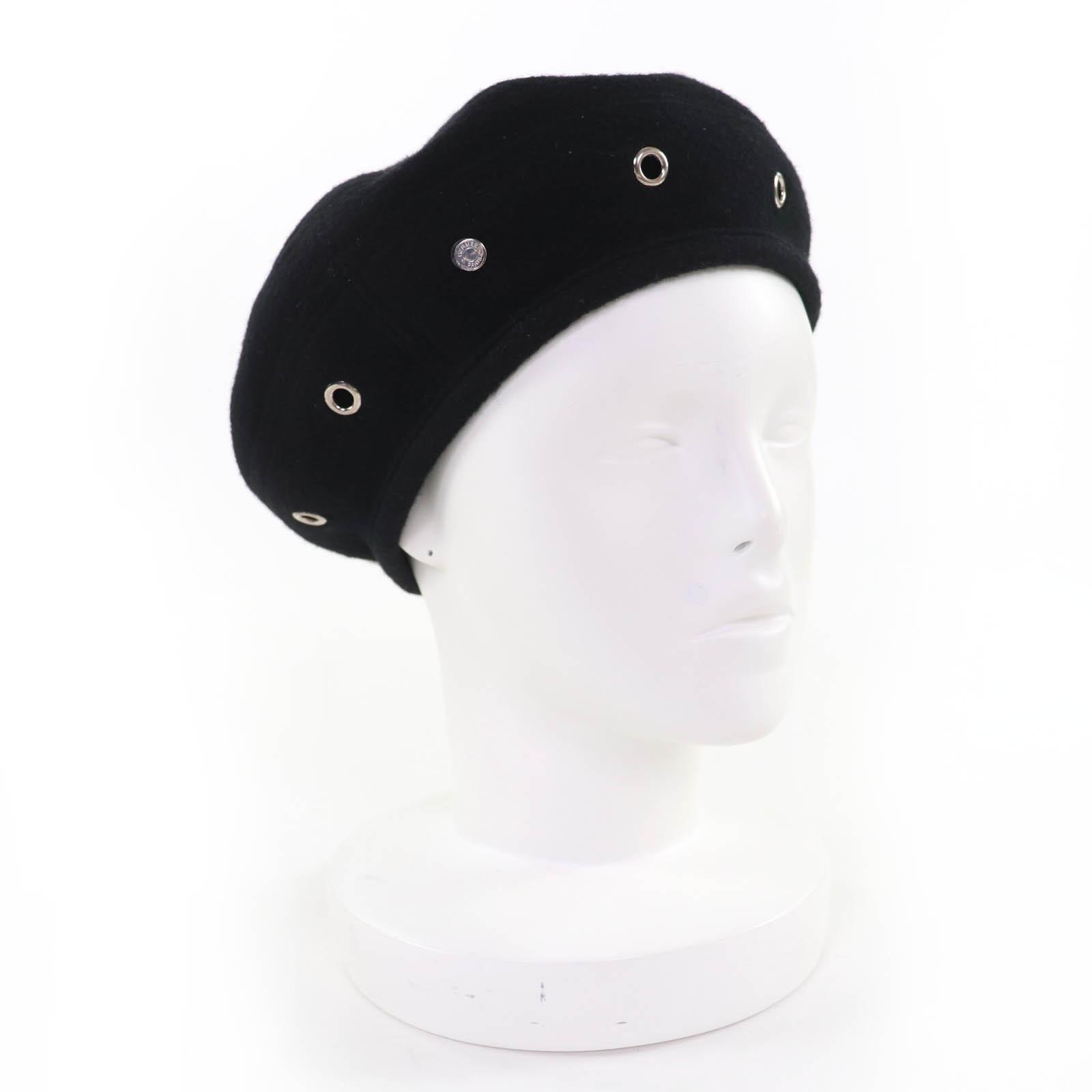 Great HERMES beret Saint Honoré Serie Metal black cashmere Women 57 Used