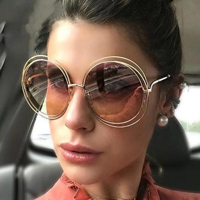 New Metal Double-ring Sunglasses Color Film Reflective HD Sunglasses for Men and Women Sunglasses Fashion Sunglasses.