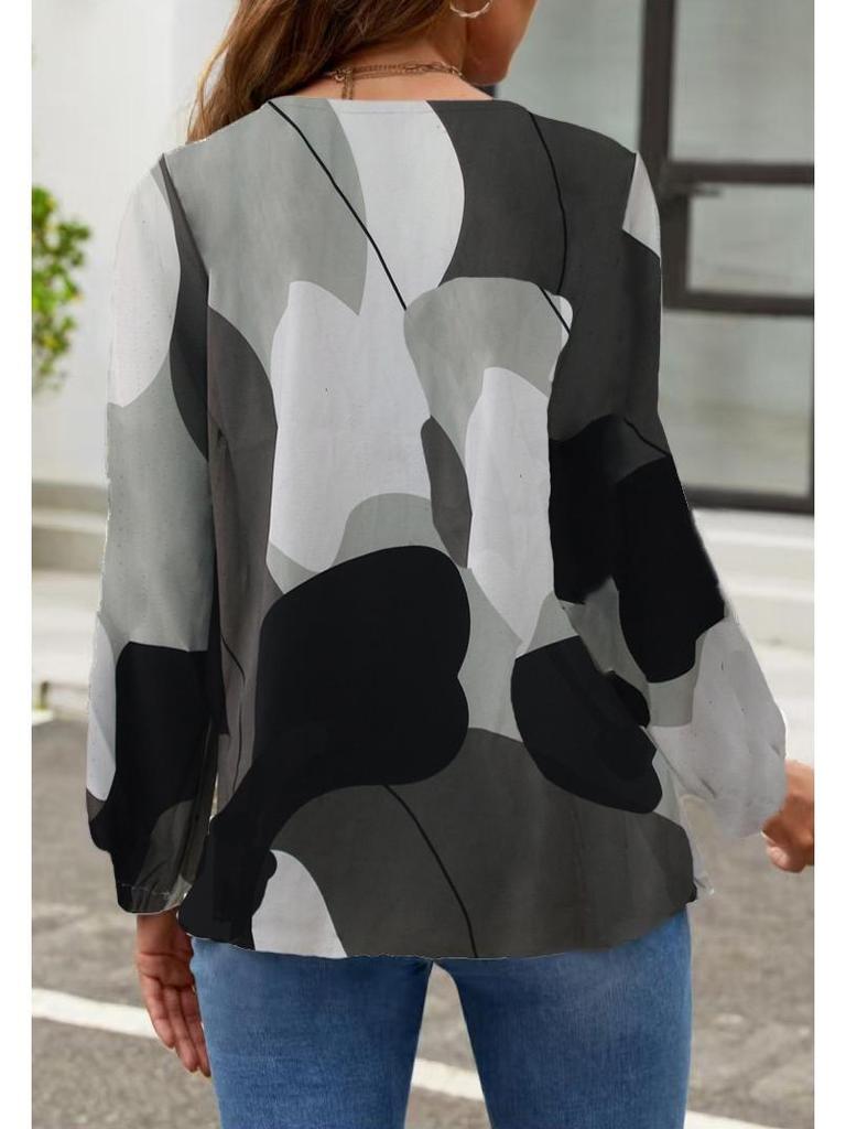2023 Women's Floral Bubble Sleeve Muslim Top