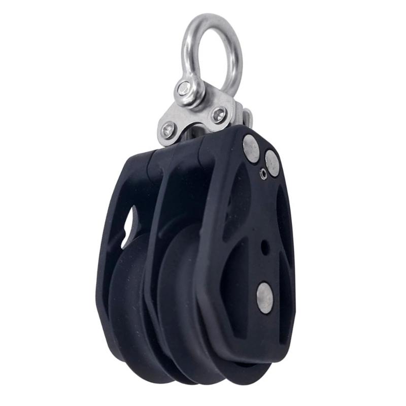 Swivels Pulley Block with Metal Hardware, Two Rope Guide Pulley, Rigging Roller for Block and Tackle, Awning, Sailboats Equipment
