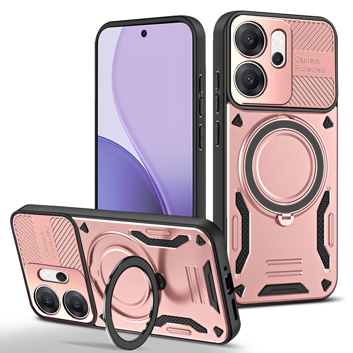 

For Oppo Reno14 F 5G Magnetic Case Shockproof TPU + PC Phone Back Cover with Kickstand