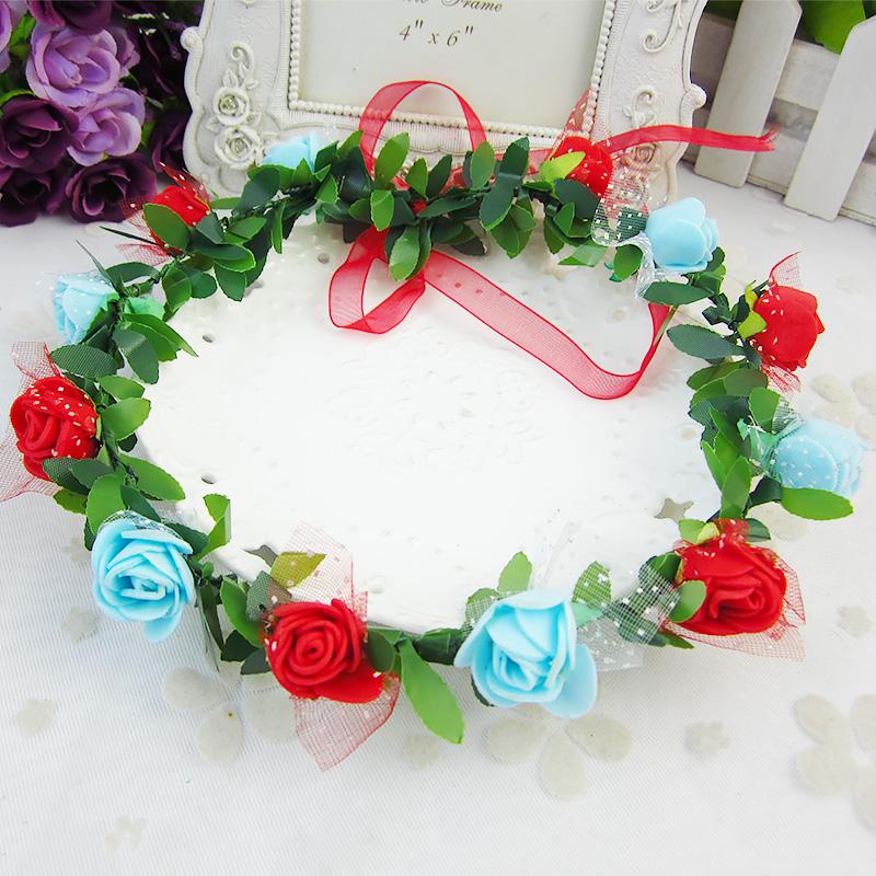 Rose Blumen Krone Stirnband Kranz Mädchen Stirnband Blumen Für Party Hochzeit Braut Dekor Haarband Kopfbedeckung Prom Kopf Wrap