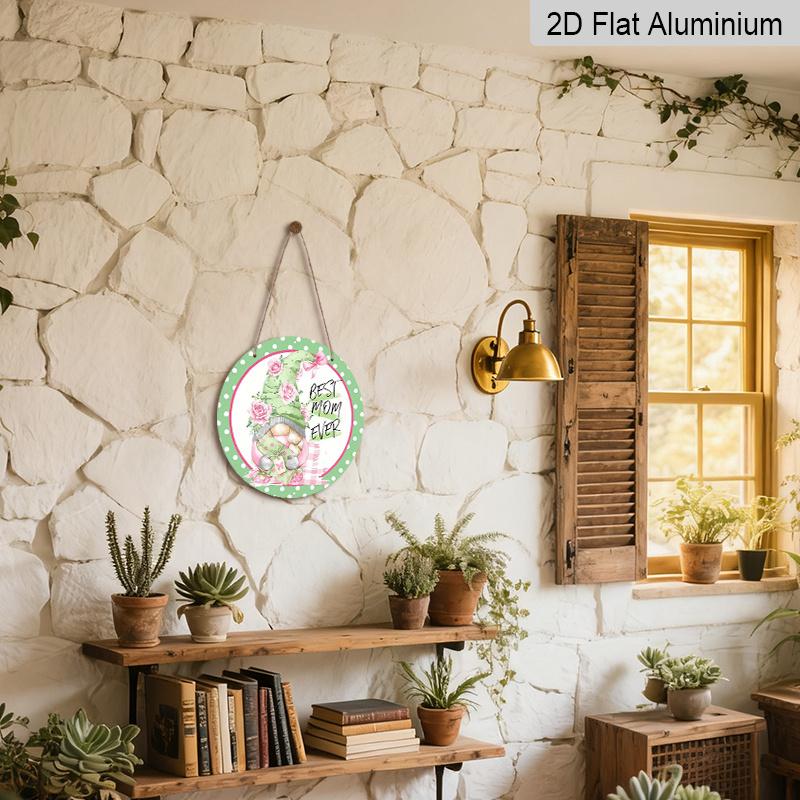 2D Flat 1pc, 8x8 in, Printed Aluminum Metal Signage, The Best Mom Decoration, Suitable for Doors, Walls, Home, Room Decoration, Farmhouse Decoration