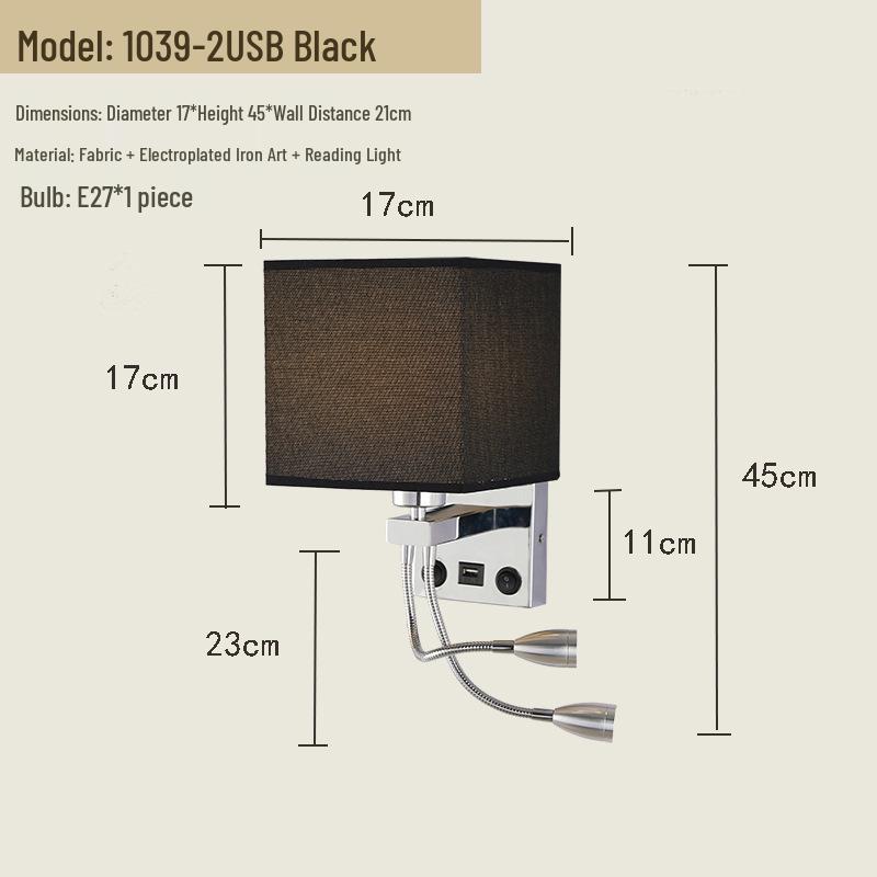 USB Charging European Style LED Wall Lamp for Indoor Use - Ideal for Hotels and Bedrooms