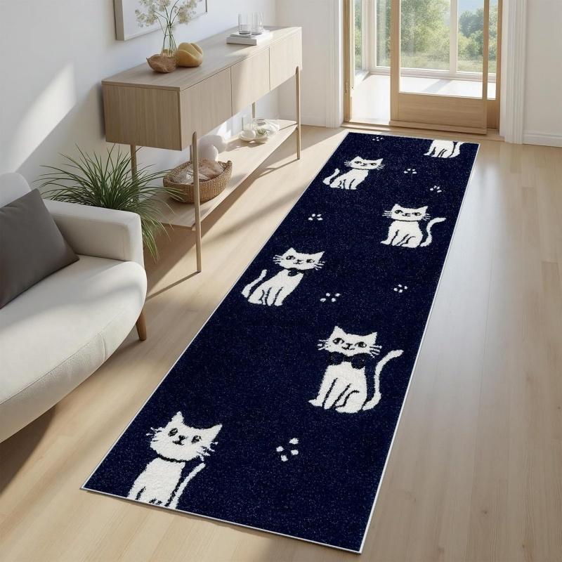 Wild Horses Galloping Runner Rug Dramatic Running Herd of Horses Non Slip Long Floor Mat Equestrian Western Art Design Carpet