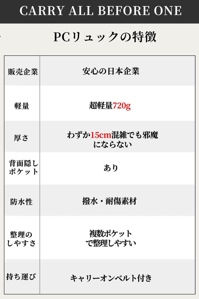 [CARRY ALL BEFORE ONE] Women's PC Backpack, Business Backpack with PC Storage, Carry-On Function, Separate PC Pocket, Back Pocket, Water-Repellent