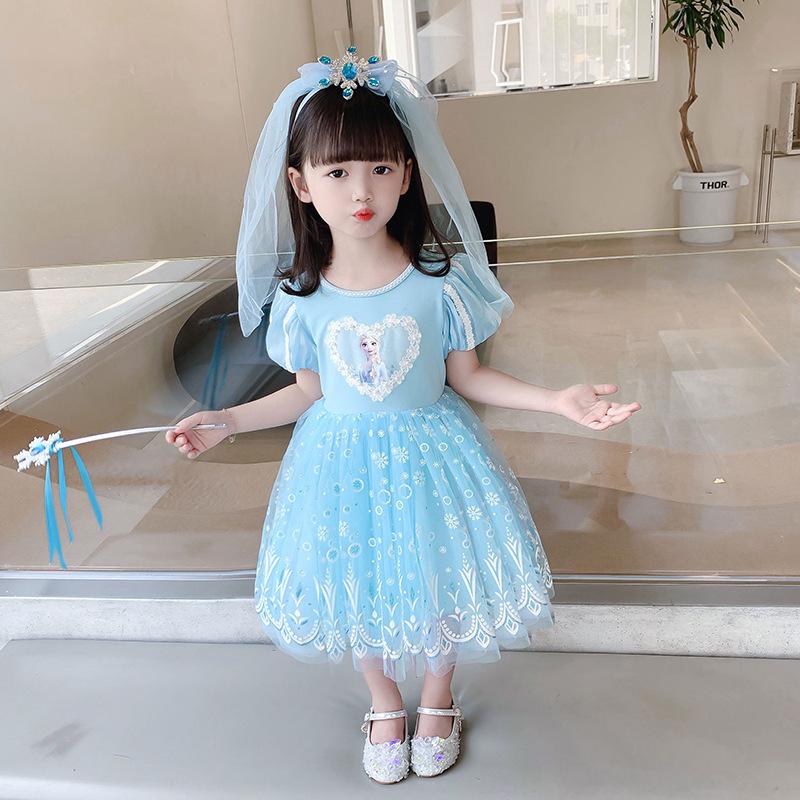 New Frozen Elsa Princess Dress Girls Dress Summer Dress Children's Trouser Dress Love Sand Foreign Style Skirt