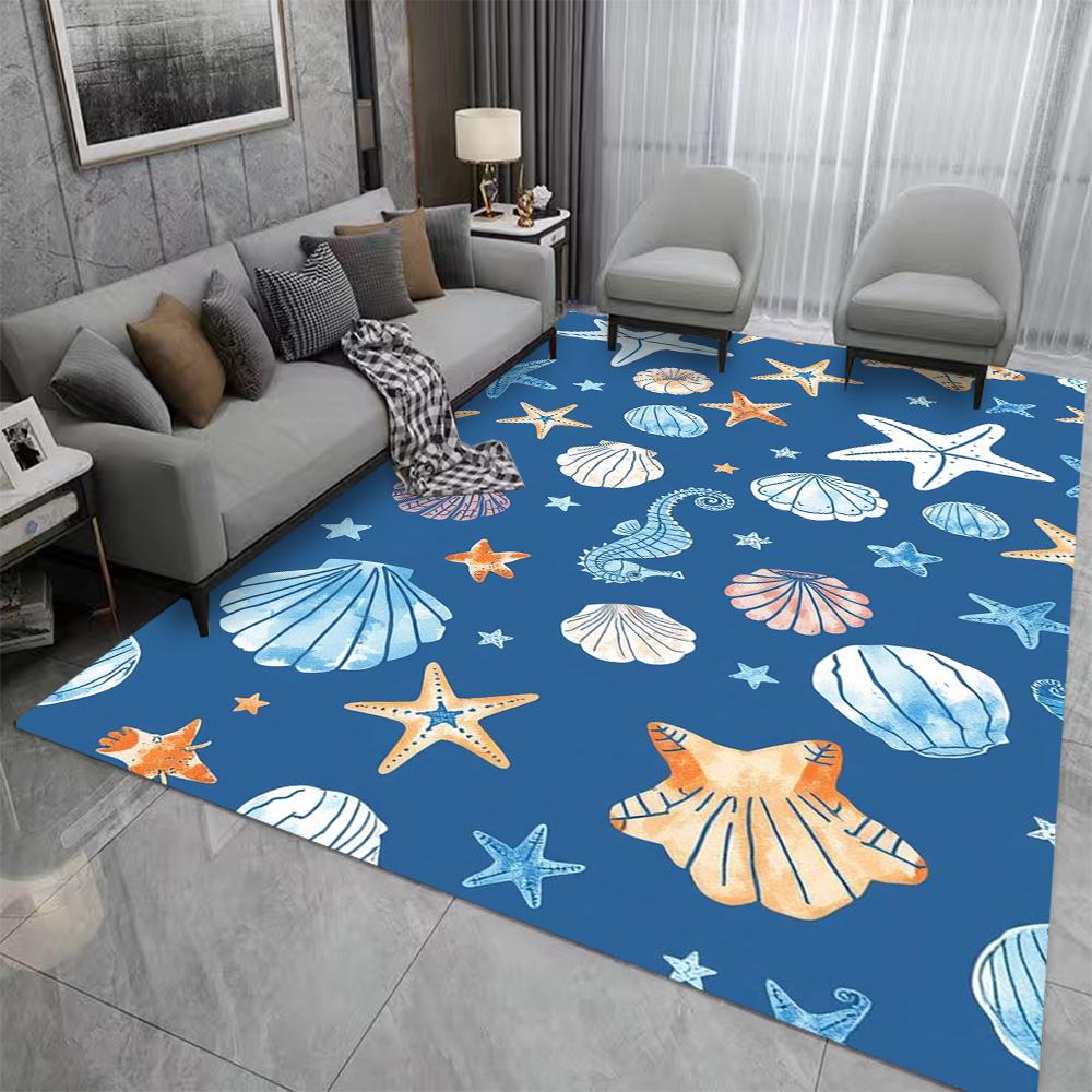 

Starfish Shell Whale Ocean Pattern Carpet for Living Room Decor Children Play Soft Rug Bedroom Lounge Nursery Sofa Floor Mat 50X80CM