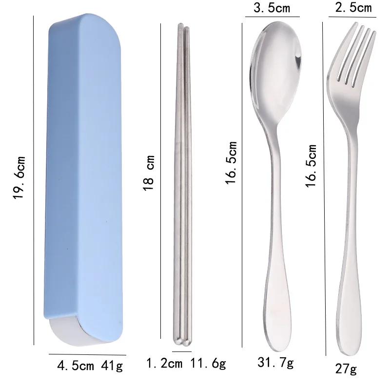 Stainless Steel Tableware, 3/2pcs Set, Outdoor Travel Smiley Face Spoon Fork Chopsticks, Creative Cute Gift Student Portable Set