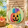Wooden Door Sign Hanging Decoration 30cm Round Plaque with Pumpkin Print for Indoor Outdoor Home Entryway Wall Decor
