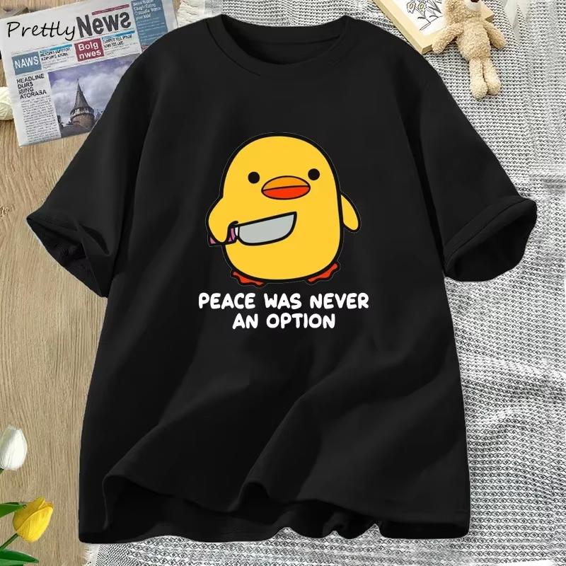 Peace Was Never An Option Cute Animal Tshirt Funny Goose Graphic T Shirts Summer Casual Short Sleeve 2026 Summer