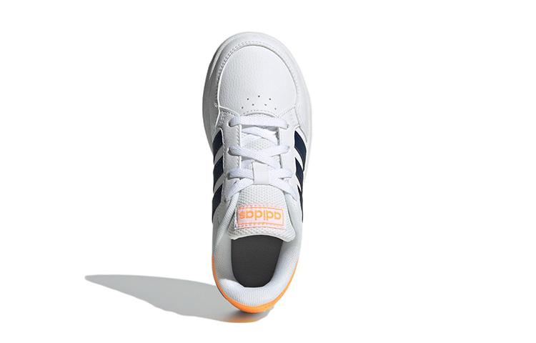 Adidas Neo Breaknet K Synthetic Leather Comfortable Abrasion Resistant Low top Kids' Skateboarding Shoes White Yellow GW2889