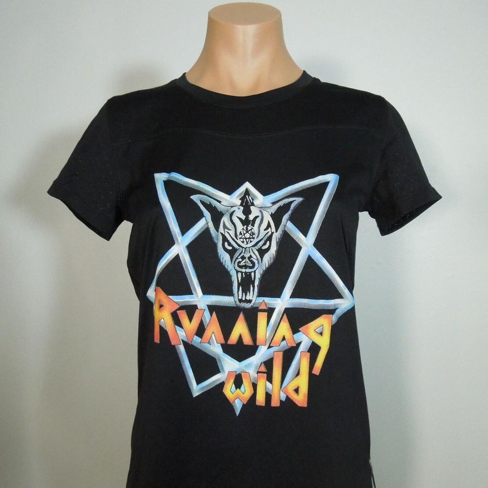RUNNING WILD Band Logo S SMALL Womens T-Shirt Girly Black Active Top RBX Logo Unisex T-Shirt M