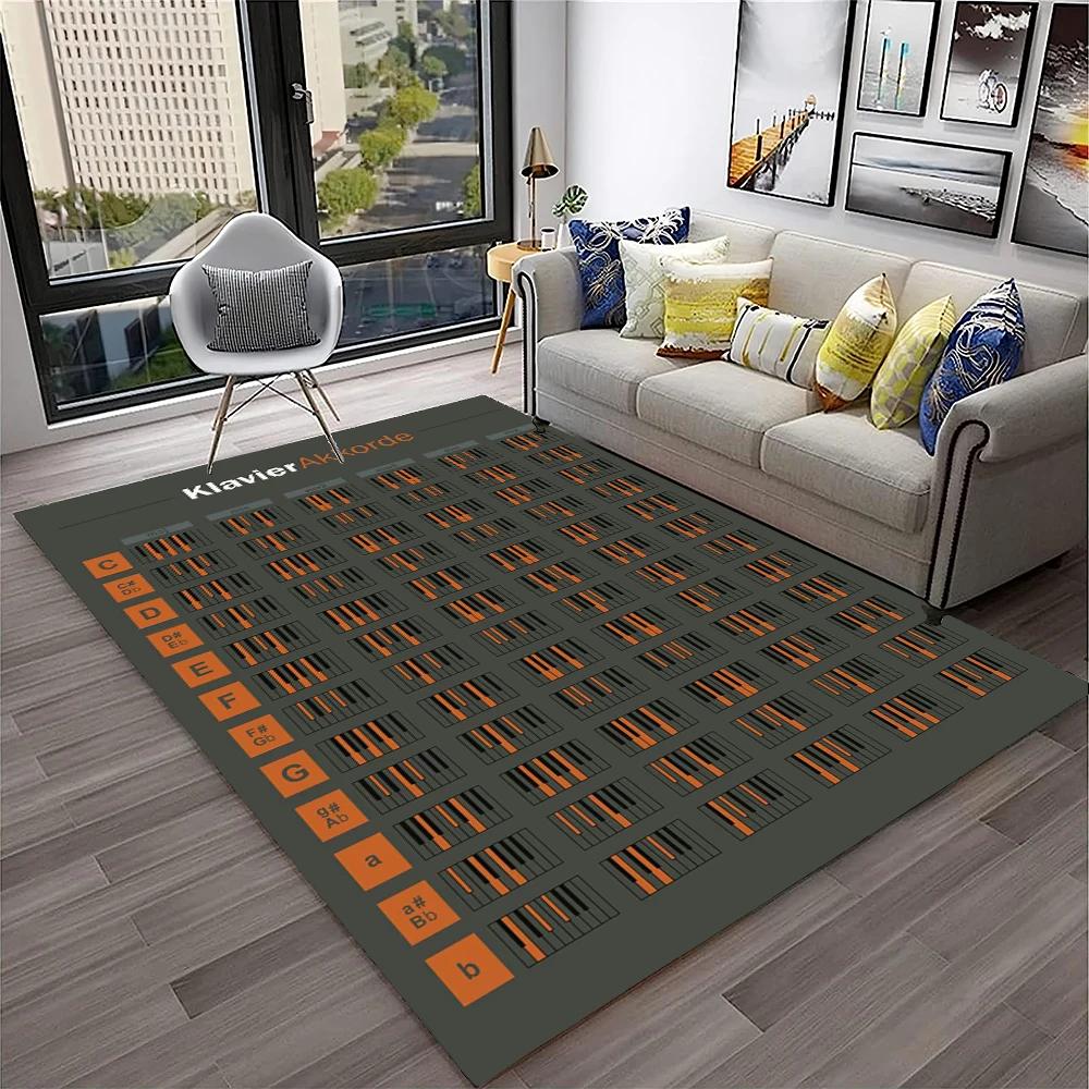 Music Guitar Chord Theory Chart Piano Carpet Rug Non-slip Mat for Home Living Room Bedroom Sofa Decor Kids Area Rug