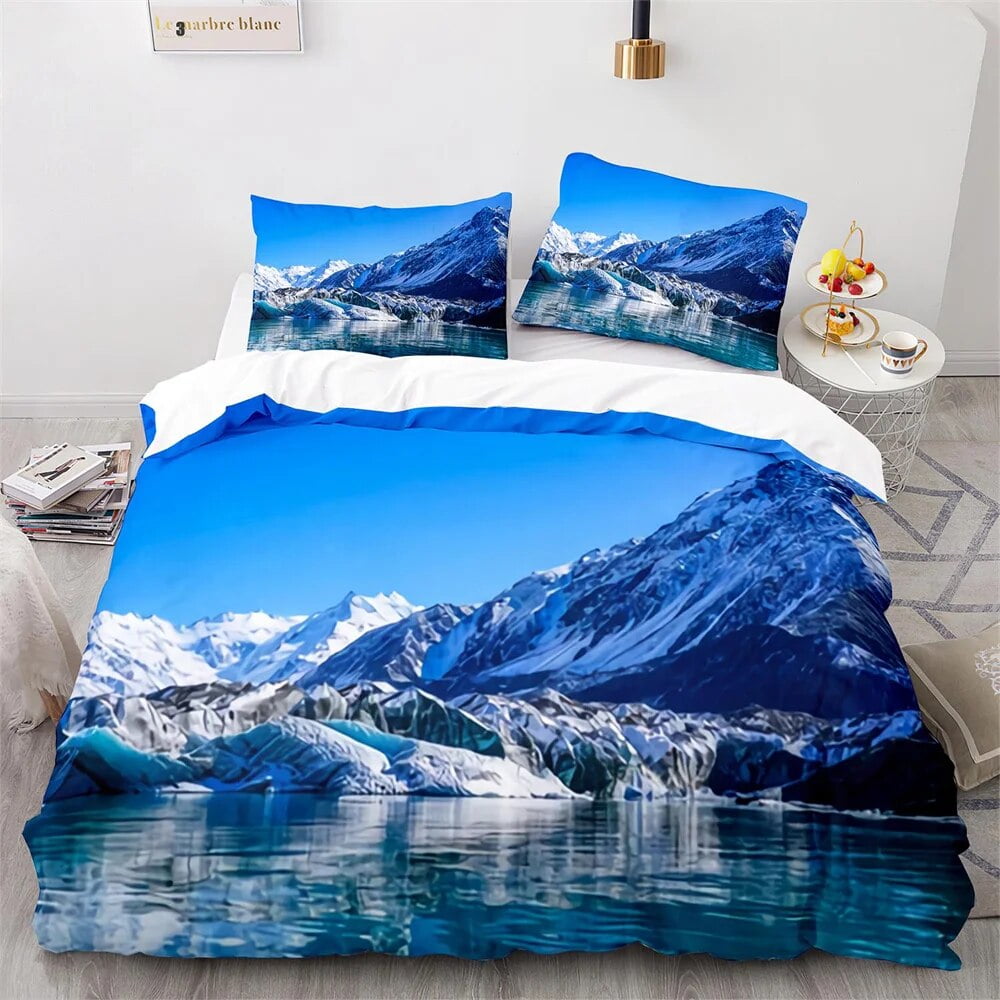 Comforter Snow Mountain Iceberg Northern Antarctic Bedding Set For Kid Boy Girl Rock Stone Queen Size Warm