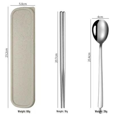 Wutuo Tragbares Silberlöffel- & Essstäbchen-Set, 4er-Pack