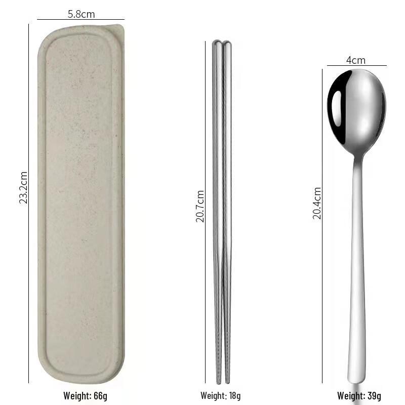 Wutuo Przenośny Zestaw Srebrna Łyżka i Pałeczki, 4-pak